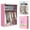 Pink, variant on Kvago Portable Closet Wardrobe with Non-Woven Fabric Cover, Closet Storage Organizer, 2 Hanging Rods, Shelves, and Side Pockets, Pink