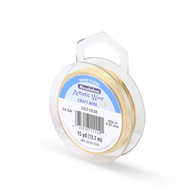 Alambre artístico calibre 24 chapado en plata resistente al deslustre color cobre artesanía joyería envoltura alambre color oro 15 yd