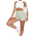 thumbnail image 3 of Biekopu Women Shorts, High Waist Button Zipper Closure Casual Daily Solid Short Pants with Pockets, 3 of 7