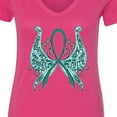 thumbnail image 4 of Inktastic Ovarian Cancer Awareness with Butterfly Ribbon Words Women's V-Neck T-Shirt, 4 of 5