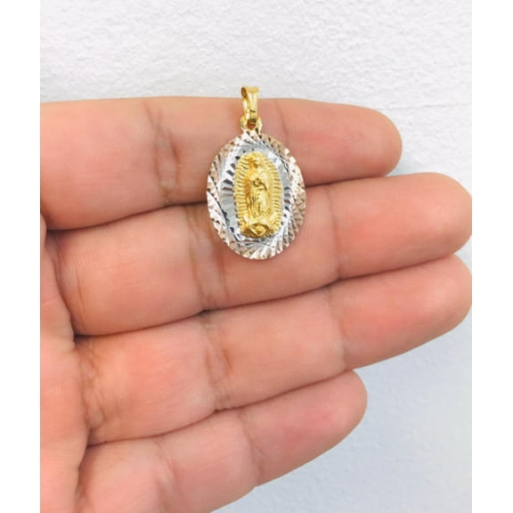 18K Gold Filled Virgen de Guadalupe Pendant Tri Color 20x13mm Our Lady of Guadalupe Charm Pendant for Womens / Dije de la Guadalupe