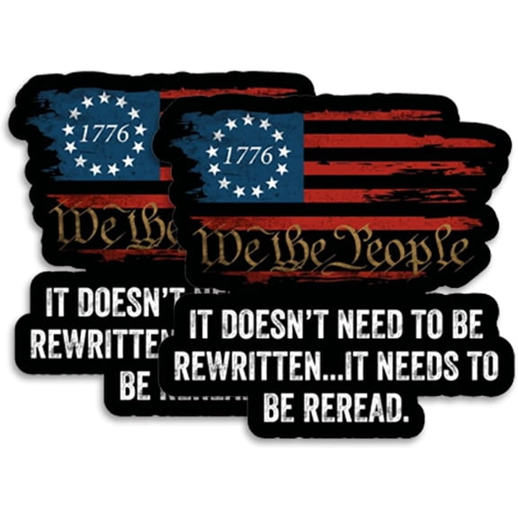 2-Pack We The People 1776 USA Flag Decal, Waterproof Patriotic Vinyl Stickers for Car Window, Truck Bumper, Laptop & Water Bottle (3.7" x 4")
