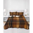 thumbnail image 2 of Quilt King Size Bedding Set, Brown Checked Reversible Summer Quilt 3 Pieces, Farmhouse Tan Brown Buffalo Plaid Lightweight Bedspreads Coverlets with 2 Pillow Shams for All Seasons, 2 of 5
