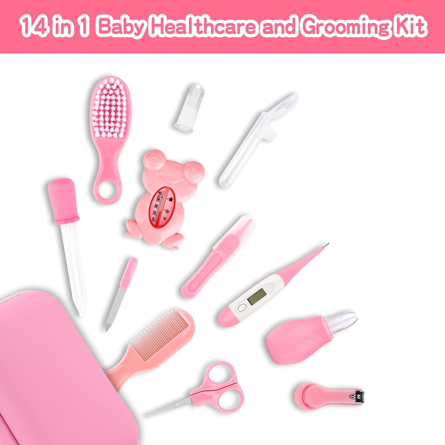 Baby Grooming and Healthcare Kit, Infant Safety Care Set with Hair Brush Comb Nail Clipper Nasal Aspirator,Baby Essentials Kit for Newborn Girls Boys