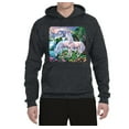 thumbnail image 2 of Unicorn Fanstasy Island Castle Animal Lover Unisex Graphic Hoodie Sweatshirt, Heather Black, X-Large, 2 of 3