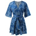 thumbnail image 4 of Women's Casual Tennis Dress Women's 2023 Lady Elegant Knitting Lace Cape Dress Plus Size Fashion Printing Neck Half Sleeve Pencil Dresses Blue L, 4 of 4