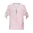 thumbnail image 7 of Sevevn Women's Non Positioning Printed V-neck Button Short Sleeved Tied Loose T-shirt Fashionable Casual Top Gift for Adults Pink XL, 7 of 7