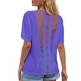 thumbnail image 4 of Camiseta de mujer de manga corta con cuello redondo Sexy Hollow Summer Loose Top, Azul, S Scienceny AP001234-05, 4 of 7