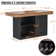 GDLF Bar Height Table with Fridge Space, 41.1H Counter Height Pub Tall Dining Table, Kitchen Bar with Storage
