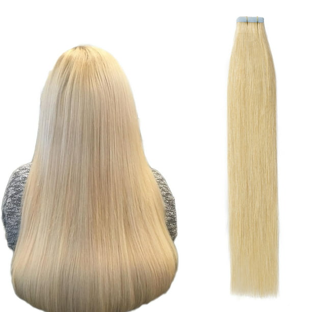 S-noilite 14 Colors Remy Tape in Hair Extensions Skin Weft Human Hair  Extensions 20pcs/pack Ash & Blond,18 