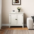 thumbnail image 2 of Storage Cabinet, Kitchen Sideboard Cabinet with Rattan Decor Doors, Accent Buffet Cabinet with Adjustable Storage Shelf, Wood Cabinet Organizer for Hallway, Dining Room, Living Room, White, 2 of 19
