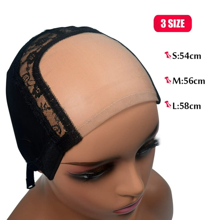 4x4 Inch U Part Swiss Lace Wig Cap for Making Wigs with Adjustable Straps  on the