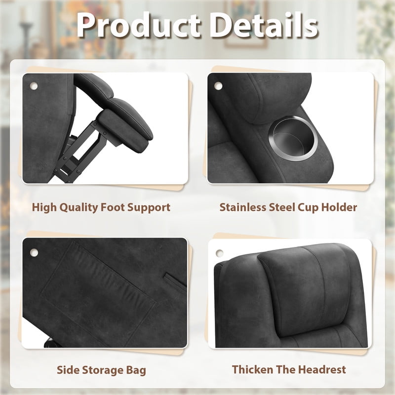 Vineego power lift recliner chairs massage Single sofa chair with cup holder for elderly,Black