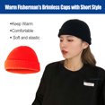 thumbnail image 3 of Qarigey Gorro de lana de tendencia, buena elasticidad, gorras clásicas de pescador sin borde, tocados crimpables a prueba de viento para montañismo, Sombreros Naranja rojizo Qarigey AP009365-20B, 3 of 6