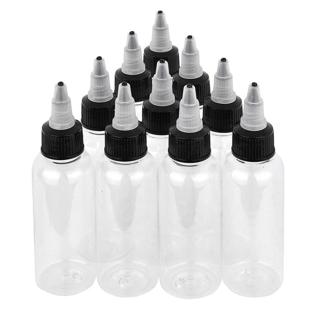 Puntoco Botella de PET transparente de pigmento de tinta de plástico vacía de 10 piezas de 60 ml