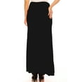 thumbnail image 3 of Moa Collection Women's Plus Size Casual Solid High Waisted A -line Maxi Skirt with an elastic Waistband, 3 of 6