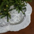 thumbnail image 2 of Northlight 60" Iridescent Sequined White and Silver Christmas Tree Skirt with Faux Fur Trim, 2 of 3