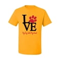 thumbnail image 2 of Love My Cat Stole My Heart Red Footprints Animal Lover Men's Graphic T-Shirt, Gold, Large, 2 of 3
