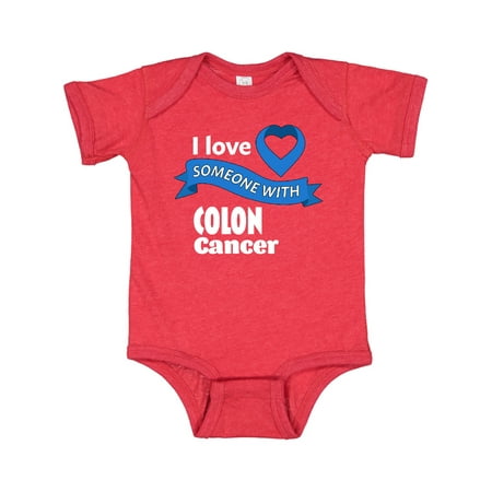 

Inktastic I Love Someone with Colon Cancer blue heart ribbon Gift Baby Boy or Baby Girl Bodysuit