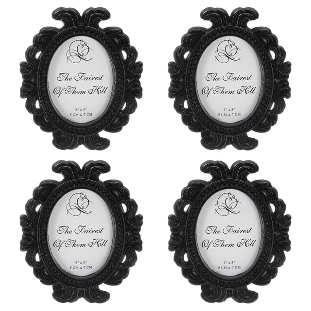 Lot de 4 Cadres Photo Vintage en Résine, Mini Cadres Photo 3,7 Pouces x 3,1 Pouces, Noir