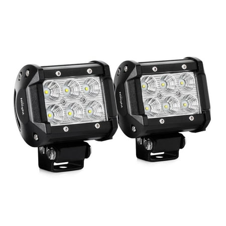 Nilight 2PCS 4 Inch 1260lm 18W Flood Led Light Bar led pods, 2 years Warranty