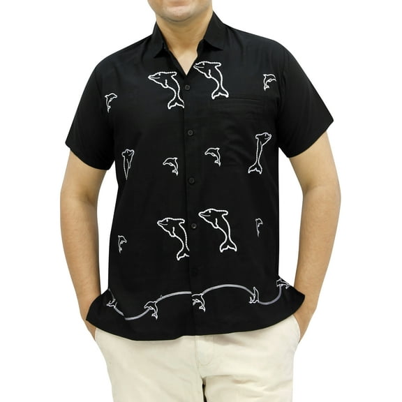 HAPPY BAY Men's Beach Summer Button Down Short Sleeve Untucked Solid Shirt With Pocket Oxford Casual Shirts for Men S Onyx, Plain