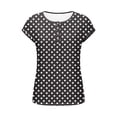 thumbnail image 5 of Staron Women's Spring Summer Casual Printed Button-Up Shirt Round Neck Short Sleeve Loose Top Tunic Blouse, Black XL, 5 of 7
