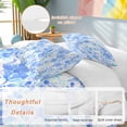 thumbnail image 3 of Blue Flowers Bedding 3 Piece Duvet Cover Set Twin Size, Watercolor Summer Botanical Floral Soft Microfiber Comforter Cover with Zipper Closure & Pillowcases, Wrinkle & FadeResistant Quilt Cover, 3 of 9