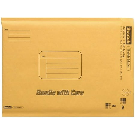 Scotch Bubble Mailer, 10.5 x 15.25-Inches, Size #5, 25-Pack