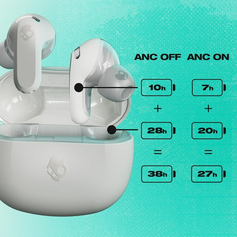 Skullcandy Rail ANC in-Ear Noise Cancelling Wireless Earbuds, 27
