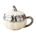 thumbnail image 2 of TOOPTY Ceramic Pumpkin Coffee Mug with Lid and Spoon, Porcelain Teacup for Fall Drinks and Holiday Gift, 2 of 6
