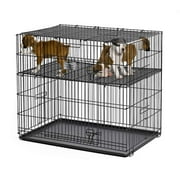 Midwest Puppy Playpen with Plastic Pan and 1/2" Floor Grid Black