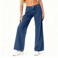 thumbnail image 6 of Women's Fashionable Versatile Tall-Enhancing High-Waisted Wide-Leg Jeans, Denim Trousers for Women, Stylish Fit,Dark Blue,M, 6 of 6
