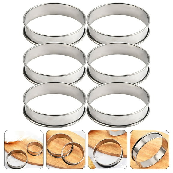 Soimiss Cake Ring Cookie Mold Silver Stainless Steel 6Pcs Kitchen Baking Tool