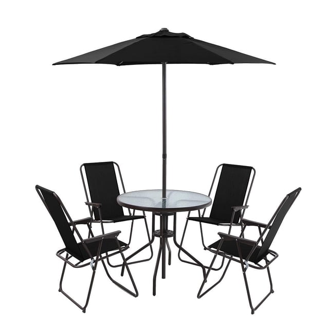 Set Desayunador Mainstays 6 Piezas Negro con Sombrilla