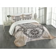 thumbnail image 3 of Ambesonne Hamsa Quilted Bedspread Set 3 Pcs, Mystic Mandala Eastern, Queen Size, Brown and Cream, 3 of 5