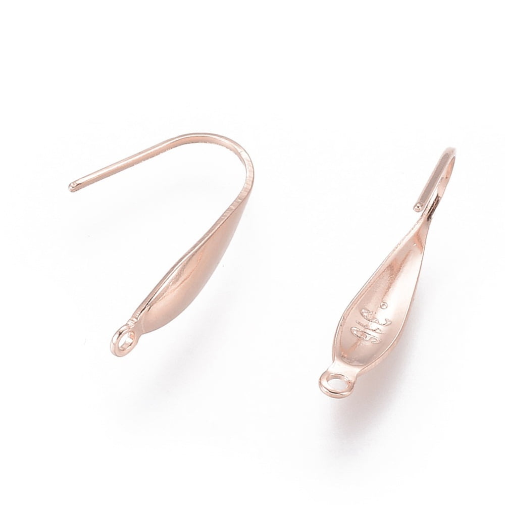 100pcs 316 Surgical Stainless Steel Earring Hooks Ear Wire with Vertical Loop Rose Gold 20x4.5x1mm Hole: 1.2mm 20 Gauge Pin: 0.8mm for making