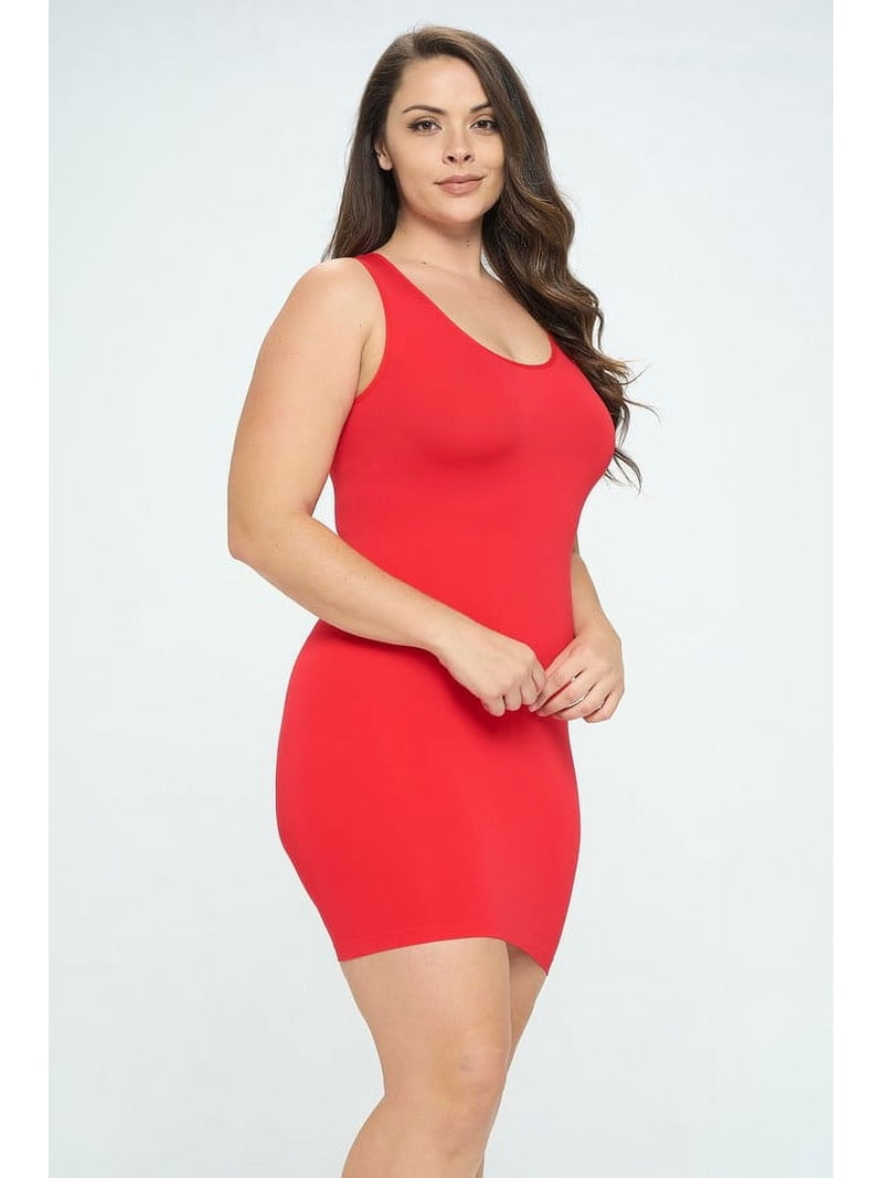 K-Cliffs Plus Size Women's Body-Con Tank Top Mini Dress, One Size, Red -  Walmart.com