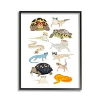 Stupell Industries Hipster Glasses Reptiles Animals & Insects Painting Black Framed Art Print Wall Art, 11 x 14