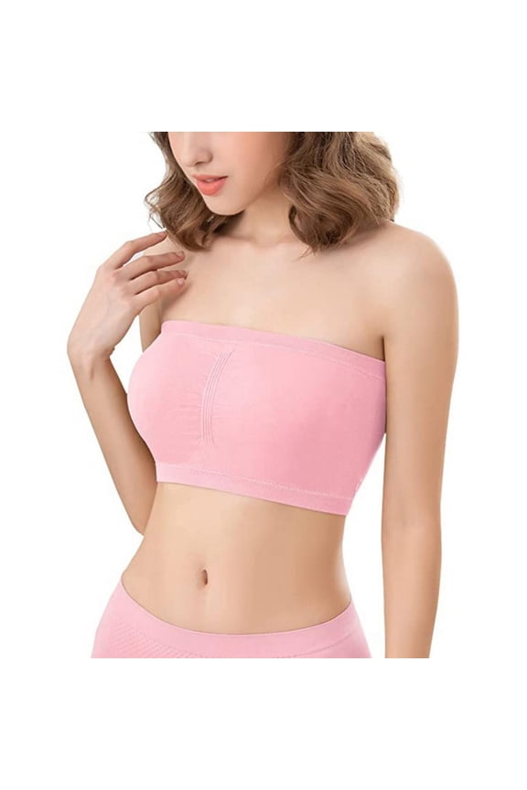Women Strapless Bandeau Bra Seamless Bralettes Stretchy Chest Wrap Soft Bandeau Crop Tube Top, S-6XL
