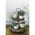 thumbnail image 4 of Creative Co-Op Distressed Brown Wood 2-Tier Tray with Metal Handle, 4 of 9
