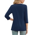 thumbnail image 5 of MOSHU 3 Pack 3/4 T Shirts for Womens Crew Neck Womens Shirts Dressy Basics Tees Casual Loose Fit Fall Tops, 5 of 11