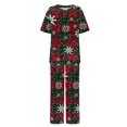 thumbnail image 5 of Puntoco Conjuntos de 2 piezas con estampado para mujer, camisetas de manga corta con cuello redondo y pantalones largos, trajes de chándal, liquidación Puntoco Puntoco-2037, 5 of 5