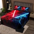 thumbnail image 2 of Erosebridal Chic Lightsaber Coverlet Set Twin, Blue Red Bedding Set, Lightning Decor 2 Pieces, 2 of 5