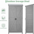 thumbnail image 4 of Outdoor Wooden Storage Shed with Metal Top, Tall Vertical Tool Cabinet for Backyard Garden Patio Lawn, 4 of 6