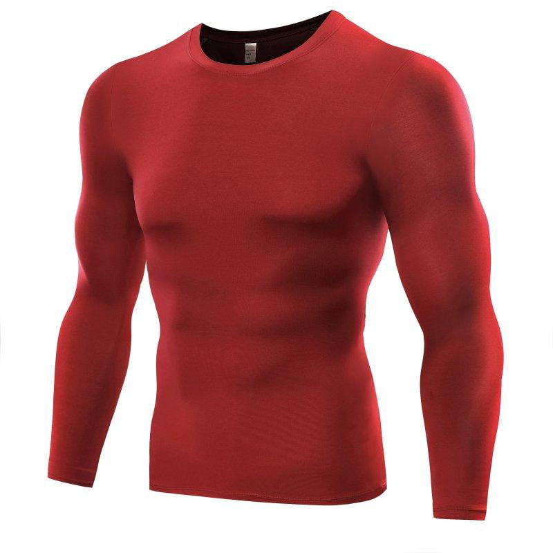 Mens Compression T Shirt Skins Quick-dry Base Layer Mock Long Sleeve Running Top 