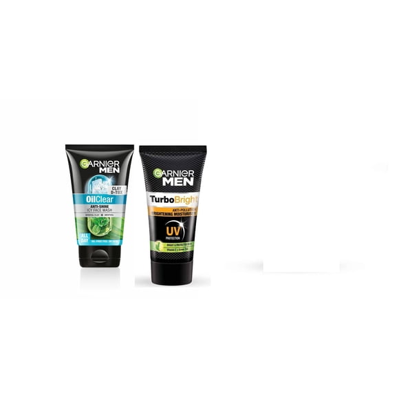 Garnier Men Turbo Bright Cream, 40gm Oil Clear Face Wash, 150gm