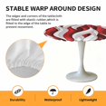thumbnail image 2 of Elastic Fitted Round Tablecloth, Red White Moire Waterproof Stretch Table Cover for 36"-44" Tables, Modern Abstract Art Washable Outdoor Tablecloths for Patio, Picnic, Camping, 2 of 9