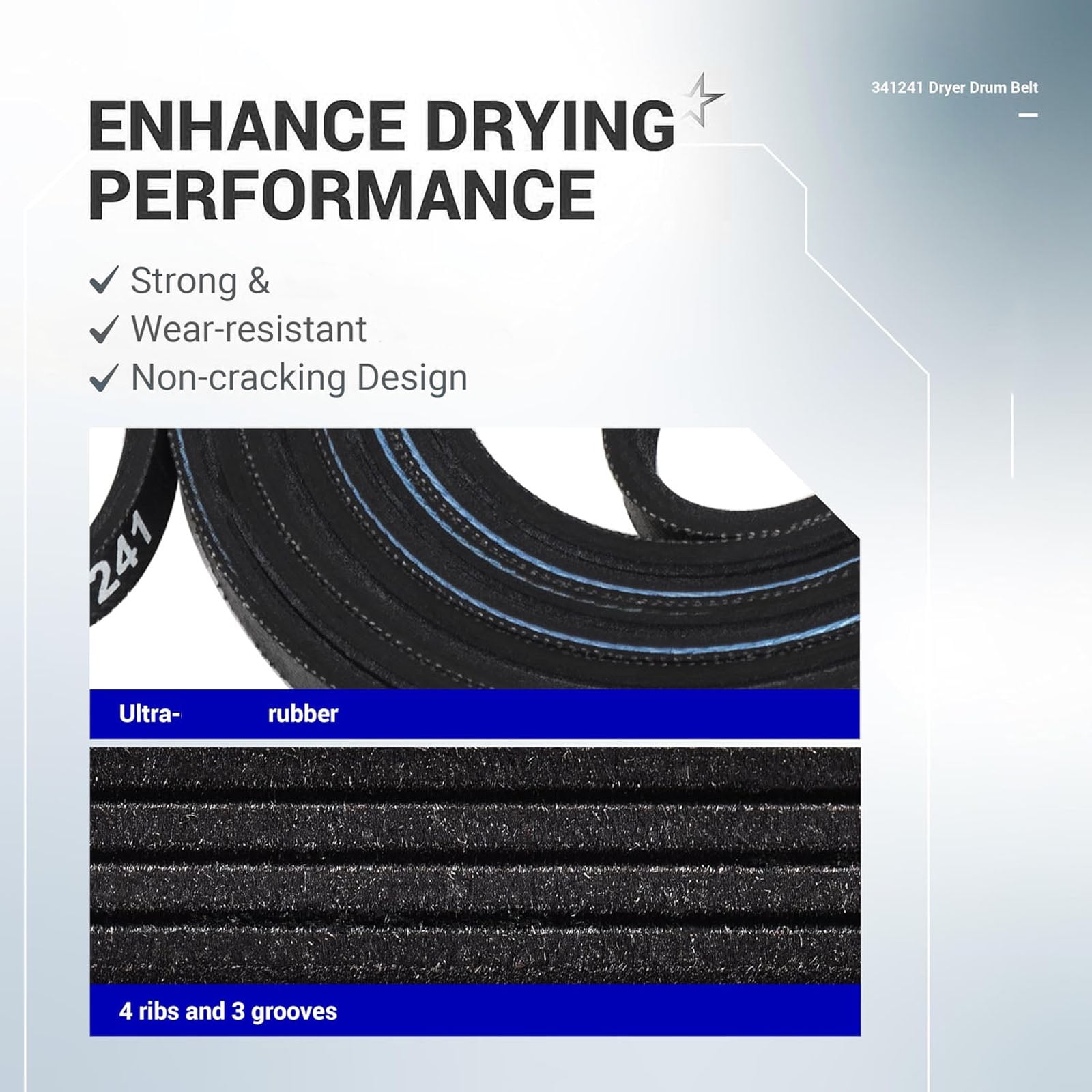4PCS Reinforced Dryer Replacement Belt Stops Drum Slippage Noise Anti Tear Construction Restores Rotation Rubber Texture