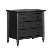 (2 pack) My Texas House Monroe 3-Drawer Nightstand with USB, Raven Black Oak